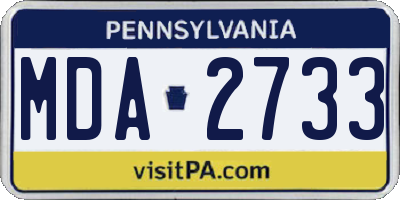 PA license plate MDA2733