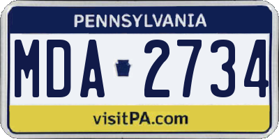 PA license plate MDA2734