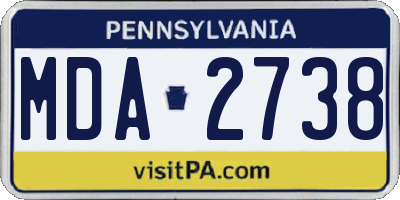 PA license plate MDA2738
