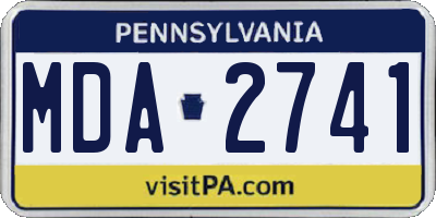 PA license plate MDA2741
