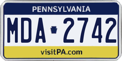 PA license plate MDA2742