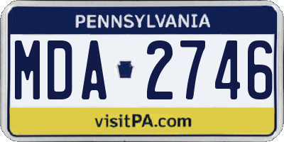 PA license plate MDA2746