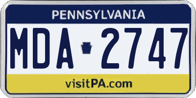 PA license plate MDA2747