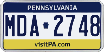 PA license plate MDA2748