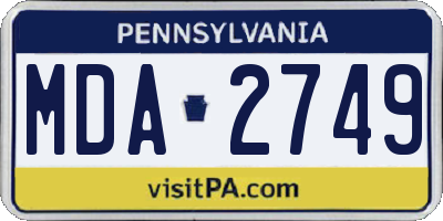 PA license plate MDA2749