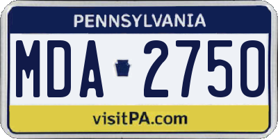 PA license plate MDA2750