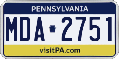 PA license plate MDA2751