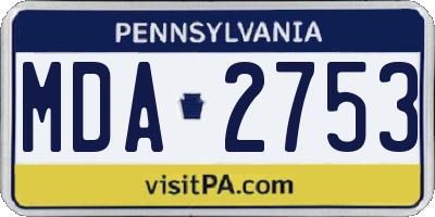 PA license plate MDA2753