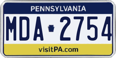 PA license plate MDA2754