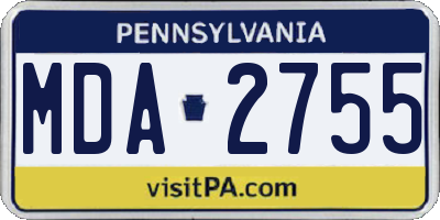 PA license plate MDA2755