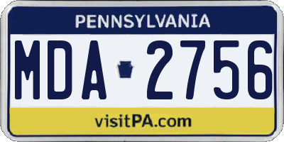 PA license plate MDA2756