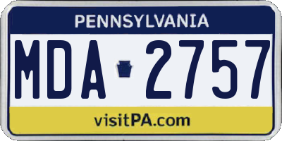 PA license plate MDA2757