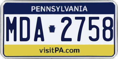 PA license plate MDA2758