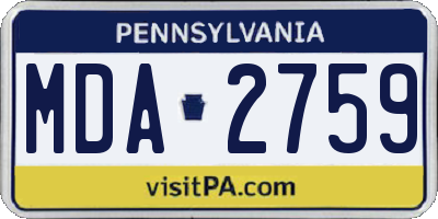 PA license plate MDA2759