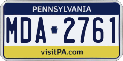 PA license plate MDA2761