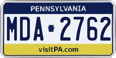 PA license plate MDA2762
