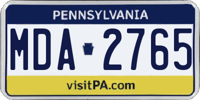PA license plate MDA2765