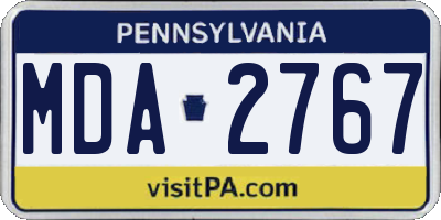PA license plate MDA2767