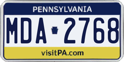 PA license plate MDA2768