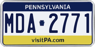 PA license plate MDA2771