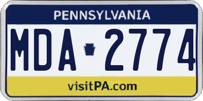PA license plate MDA2774