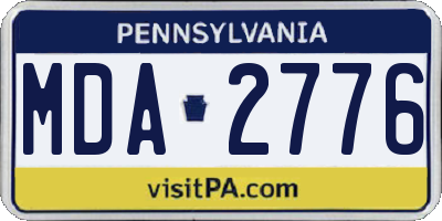 PA license plate MDA2776