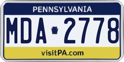 PA license plate MDA2778