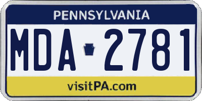 PA license plate MDA2781