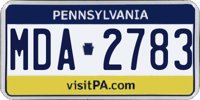 PA license plate MDA2783