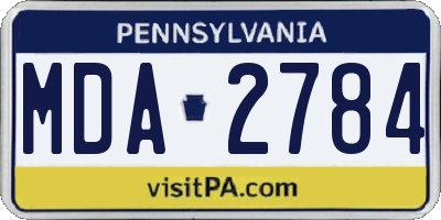 PA license plate MDA2784