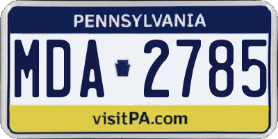 PA license plate MDA2785