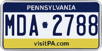 PA license plate MDA2788