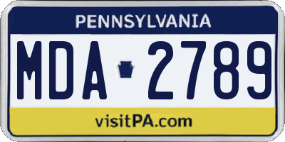 PA license plate MDA2789