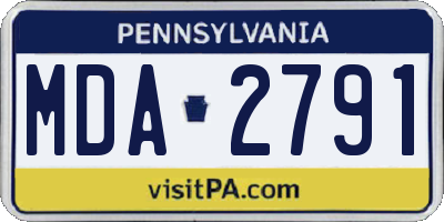 PA license plate MDA2791