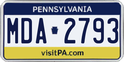 PA license plate MDA2793
