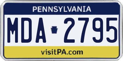 PA license plate MDA2795
