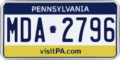 PA license plate MDA2796