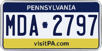 PA license plate MDA2797