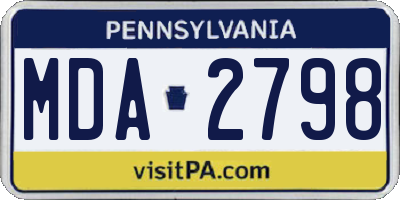 PA license plate MDA2798
