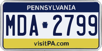 PA license plate MDA2799