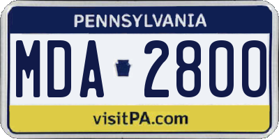 PA license plate MDA2800