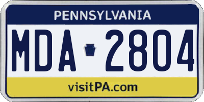 PA license plate MDA2804