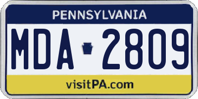 PA license plate MDA2809