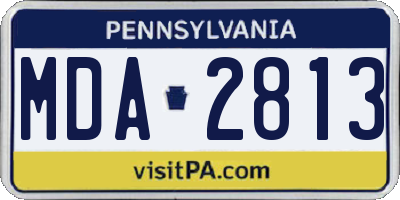 PA license plate MDA2813