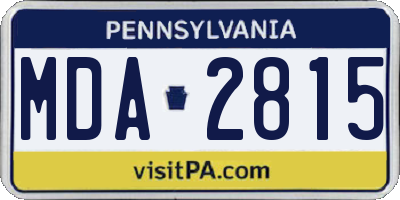 PA license plate MDA2815