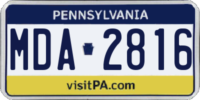 PA license plate MDA2816