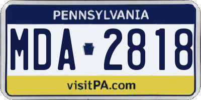 PA license plate MDA2818