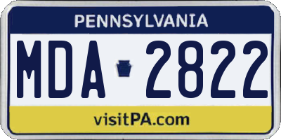 PA license plate MDA2822