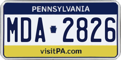 PA license plate MDA2826