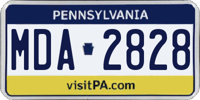PA license plate MDA2828